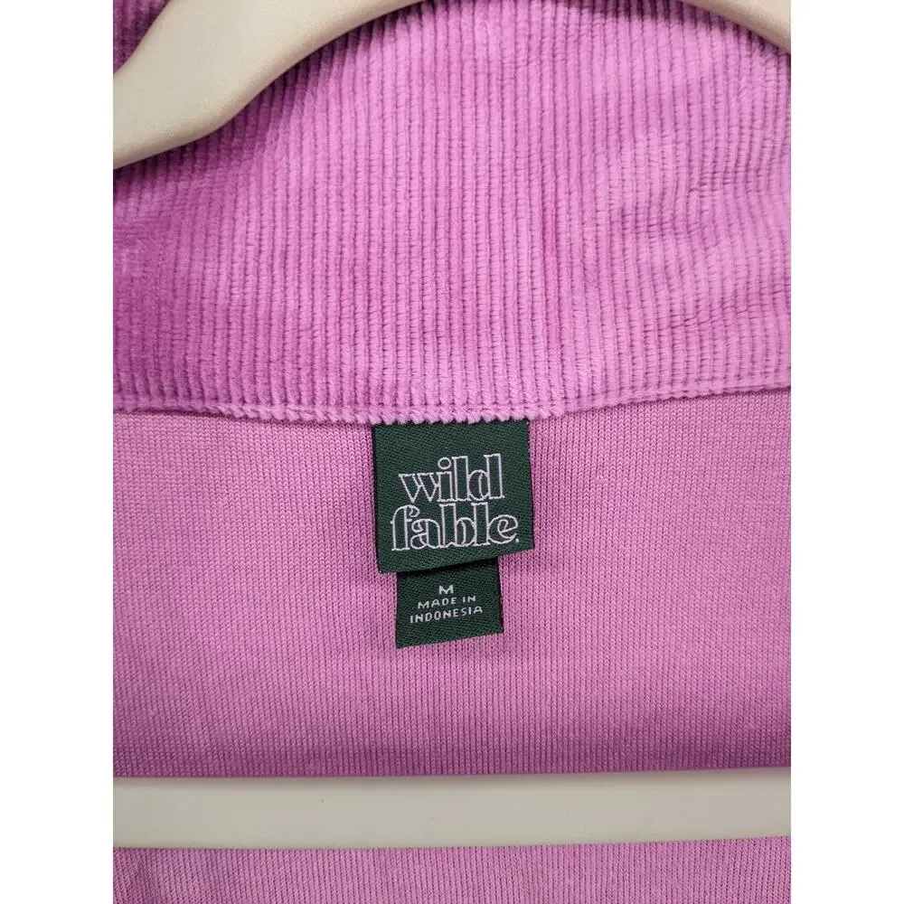 Wild Fable Quarter‎ Zip Sweatshirt Medium Purple Velour Jacket Relaxed Fit Layer - Picture 4 of 12